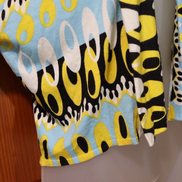 Venini Y2K Cropped Bold Colorful Geometric Print Open-Front Cardigan XL - Picture 6 of 16